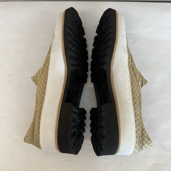 Pas de Rouge Tan & White Stretch Fabric Slip‎ On Flat Shoes Women EU 38.5 US 7.5 - Picture 6 of 16